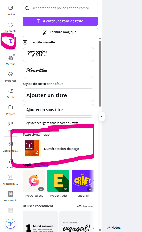 Tuto : numération page sur Canva