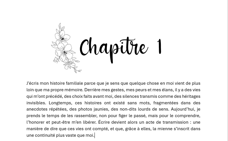 Exemple d'ornement de chapitre avec word